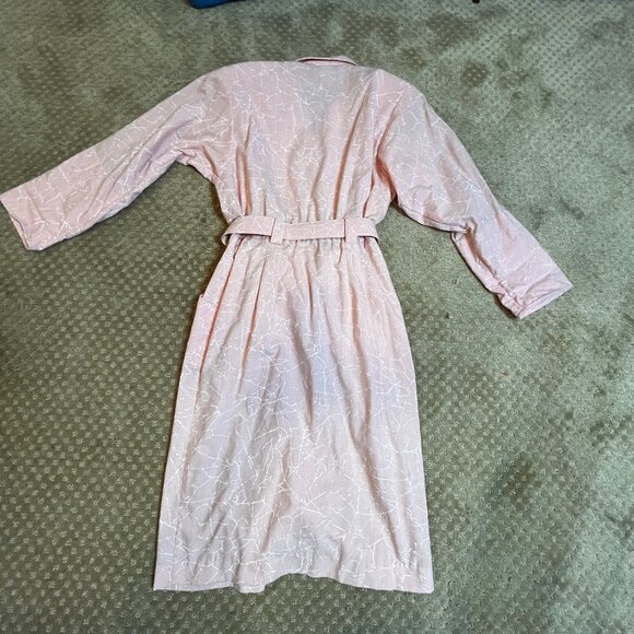 Vintage Retro 80s Pink Power Lunch Dolman Belted Midi Front Slit SZ 12/8 Dress - Picture 16 of 16